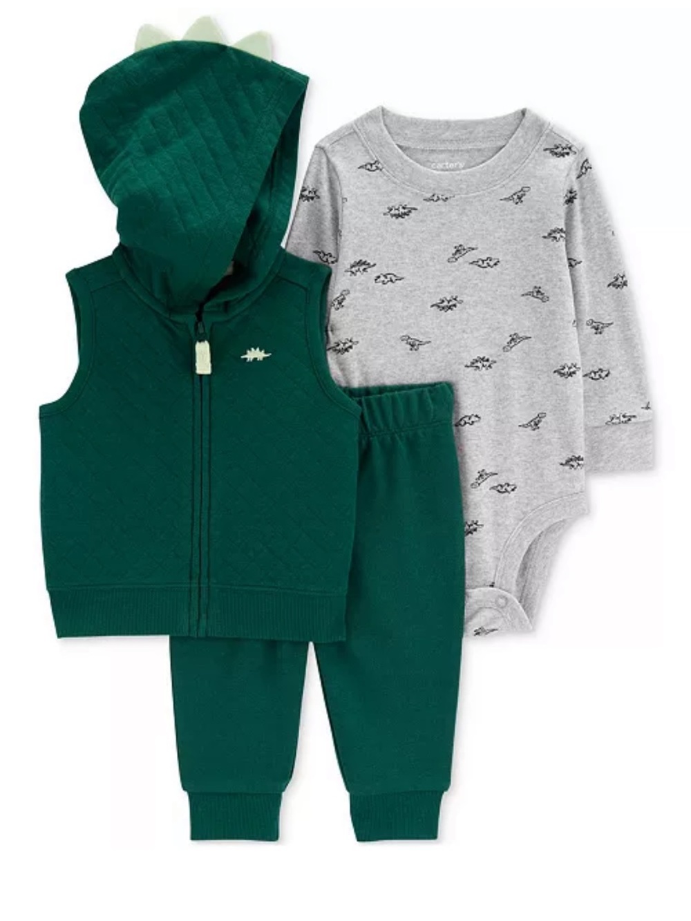 Baby Boys Quilted Dinosaur Little Vest & Pants, 2 Piece
